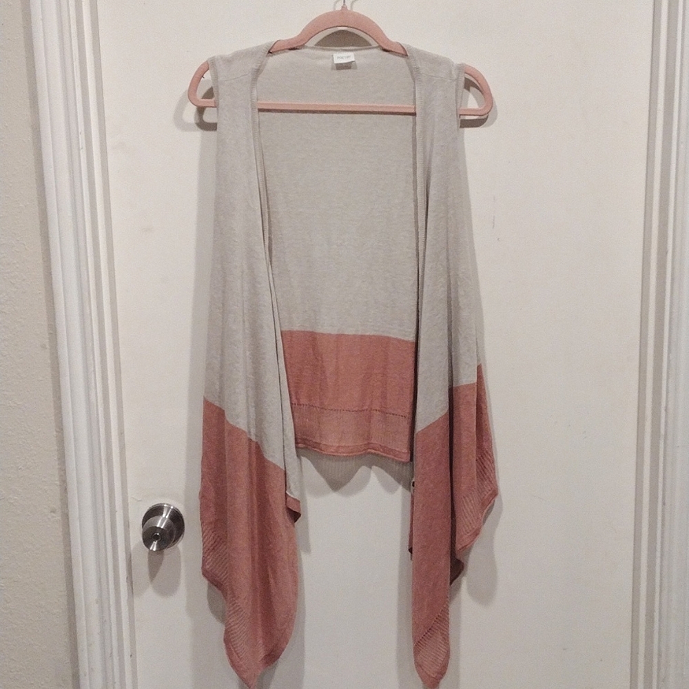 Poetry Women's Silk & Linen Blend Drape Front Lagenlook Long Vest Sz 14 (EUR 46)